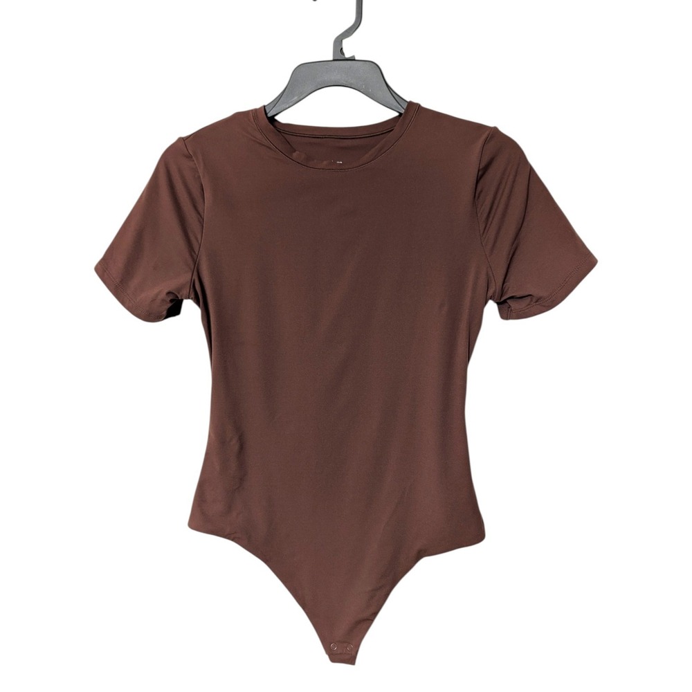 Quince‎ Cocoa Brown Second Skin T-Shirt Short Sleeve Crew Neck Bodysuit Size M